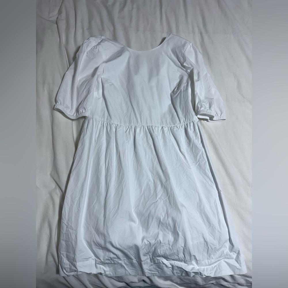Frank & Oak white puff-sleeve mini dress